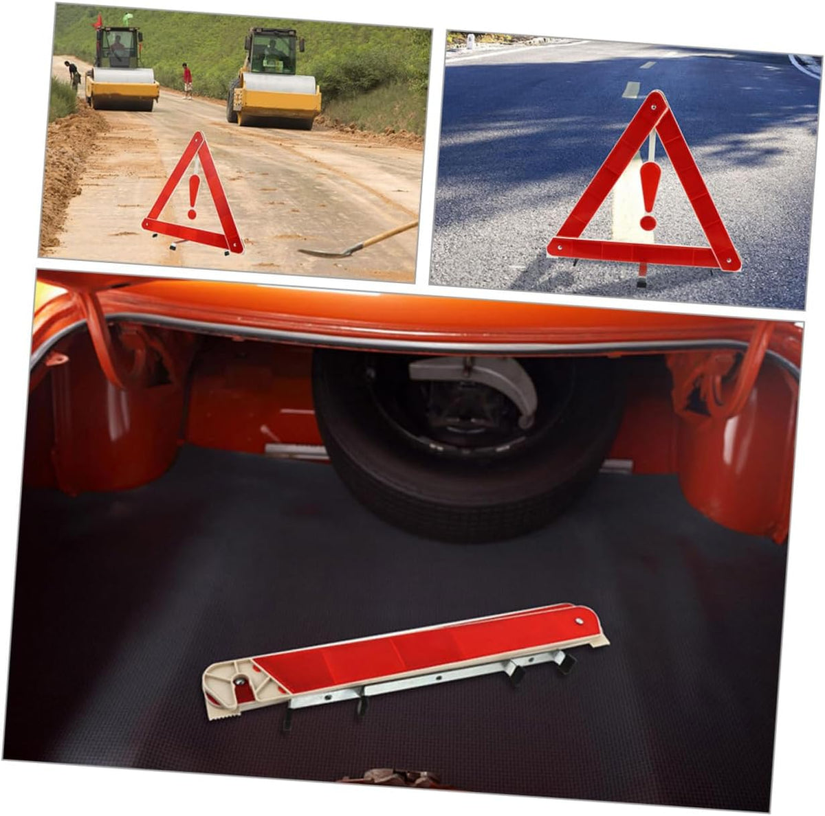 3pcs Reflective Triangle Warning Signs for Vehicle Roadside Emergencies