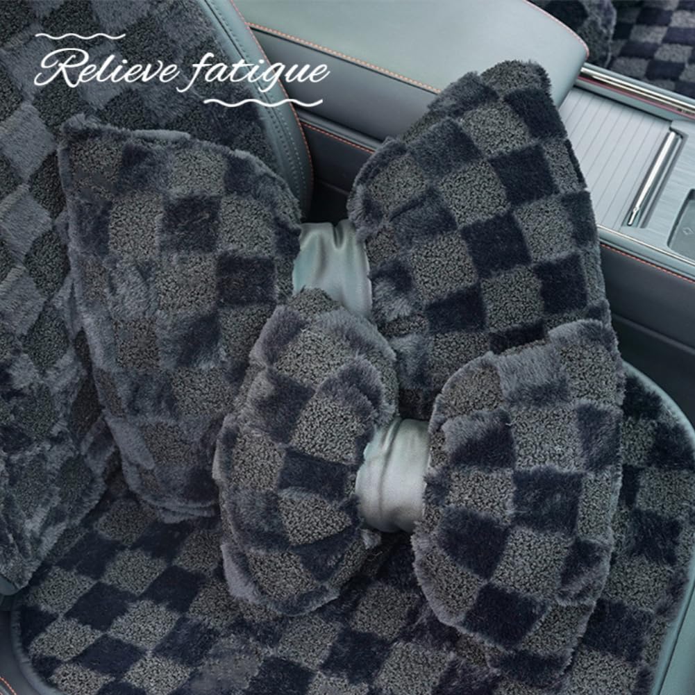 4 Pack Car Neck Pillow and Lumbar Support Cushion Plush Butterfly Knot Headrest Pillow Comfortable Waist Support Cute Car Interior Decor