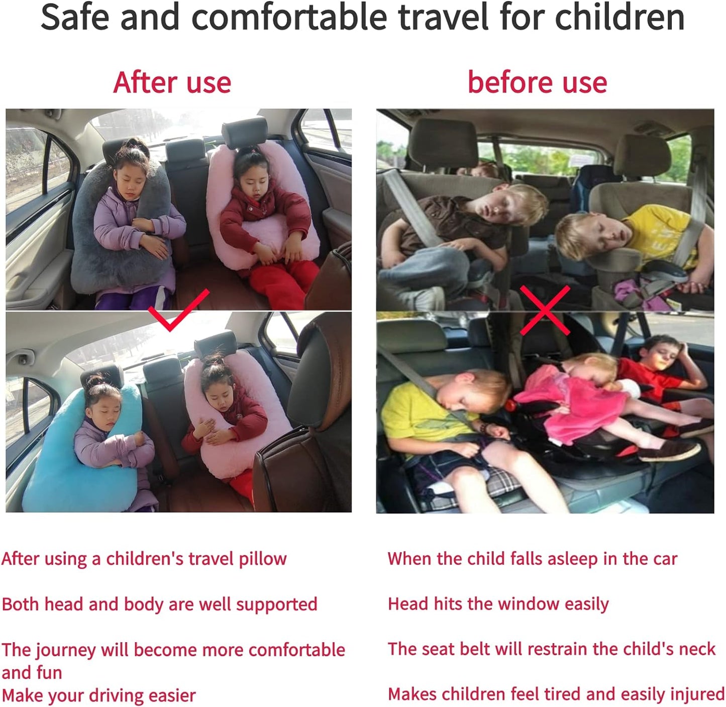 FHSGGP Travel Pillow Car Pillow Kid Car Sleeping Emerald Green | The Sleeping Aid for Adults and Kids on Road Trips Kids Travel Pillow