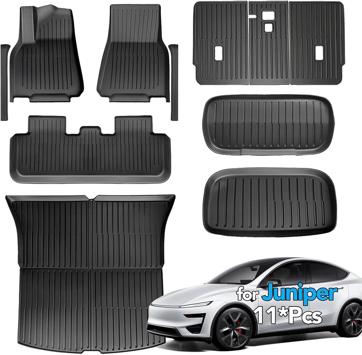 SUPER LINER Tesla New Model Y Juniper Floor Mats 2025 2026 2027, 11PCS TPE