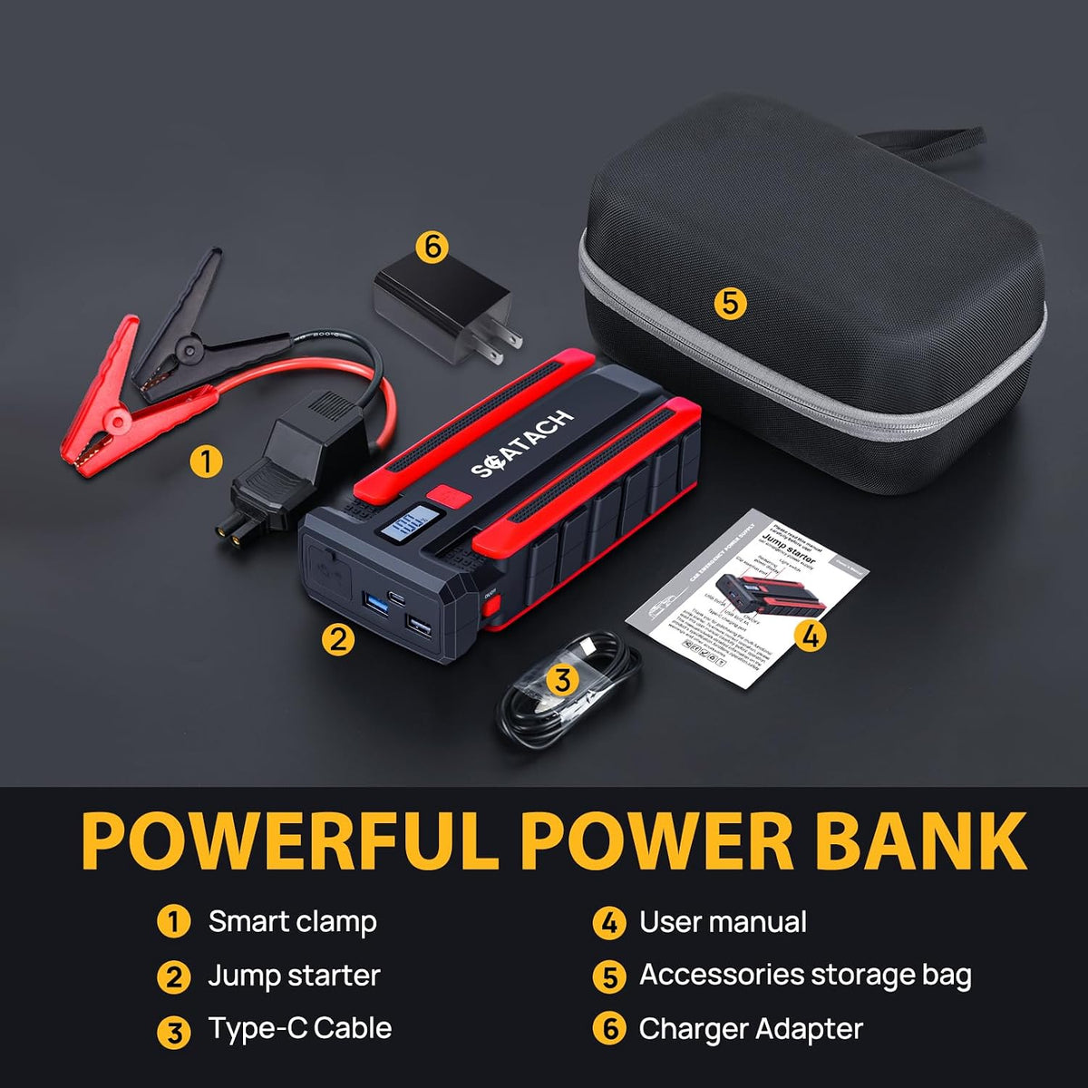 Scatach 6000A Car Battery Jump Starter,12V Car Jumper Starter Portable