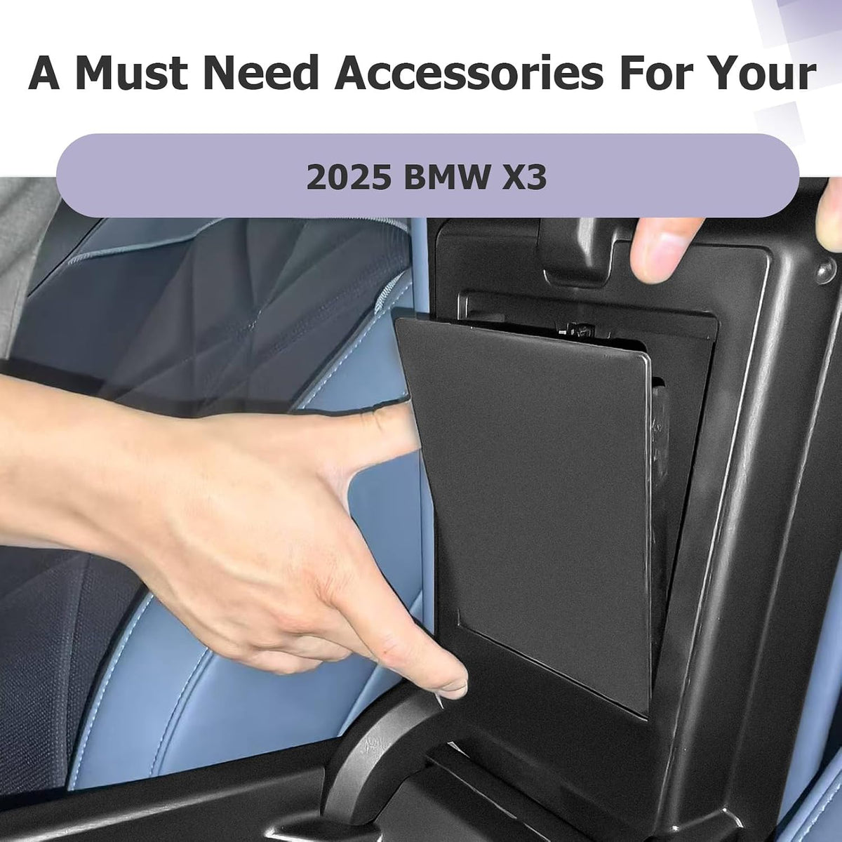 LUWU Center Console Hidden Box Organizer Compatible with 2025 B MW X3 Accessories 2025 B MW X3 30 xDrive/M50 xDrive Console Organizer Tray Armrest Hidden Storage Box Secret Compartment Box (Black)