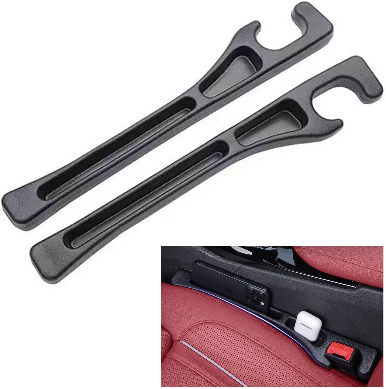 2Pcs Car Seat Gap Filler Organizer Compatible with BMW X1 X3 X5, 2Pcs Soft Foam Seat Side Gap Filler with Storage Avoids Things Falling, Fill the Gap Between Seat and Console