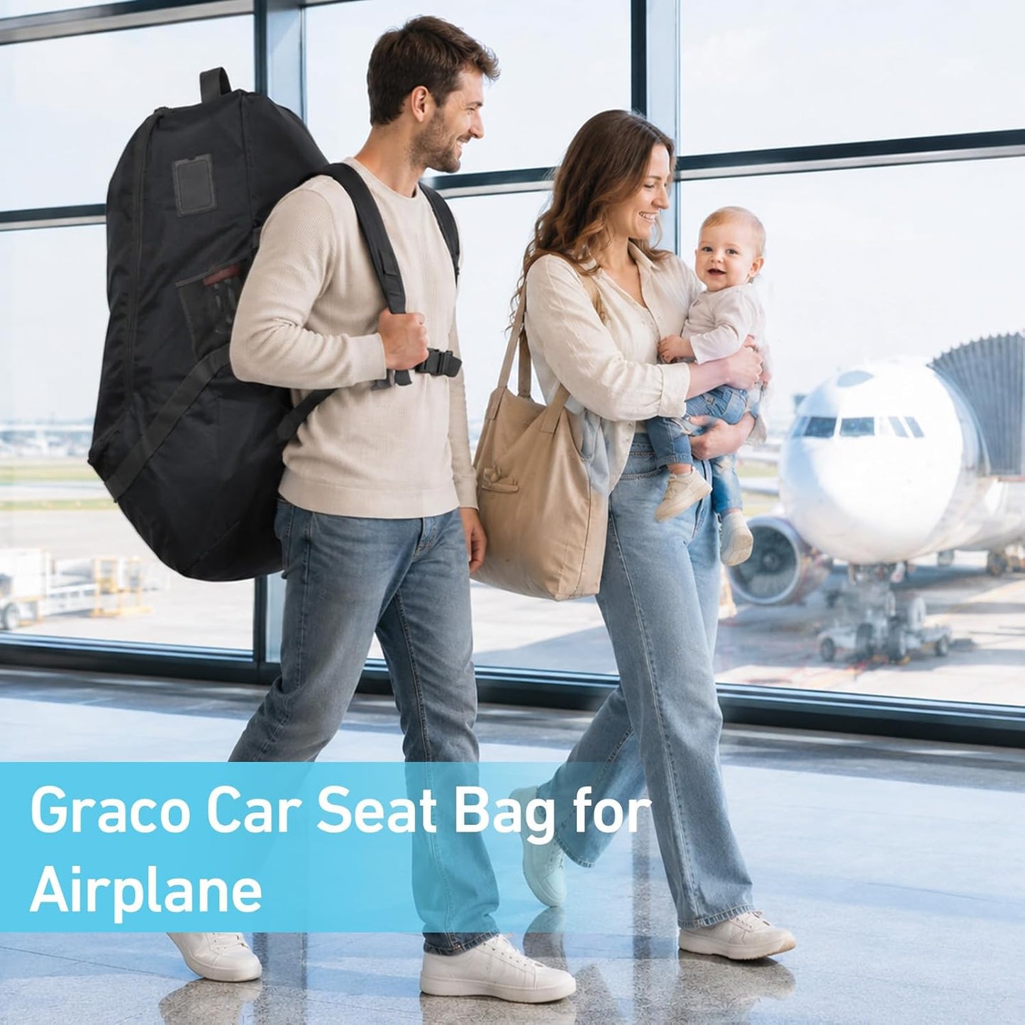 Graco Padded Car Seat Travel Bag & Infant Carrier Backpack, Black | Durable Large Back Pack, Double Padded Strap, Water Resistant Material, Airport Gate Check Bag