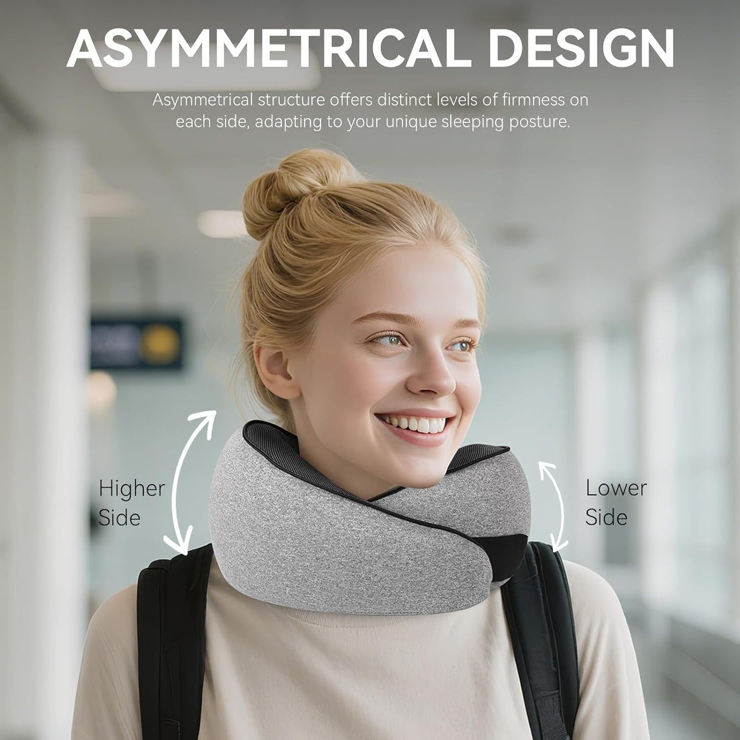 SZXYX Travel Pillows - 100% Pure Memory Foam Neck Pillow for Airplanes, Comfortable Breathable Cover, 360° Support Stowable Pillows for Sleeping, Car, Airport Travel Essentials Dark Grey