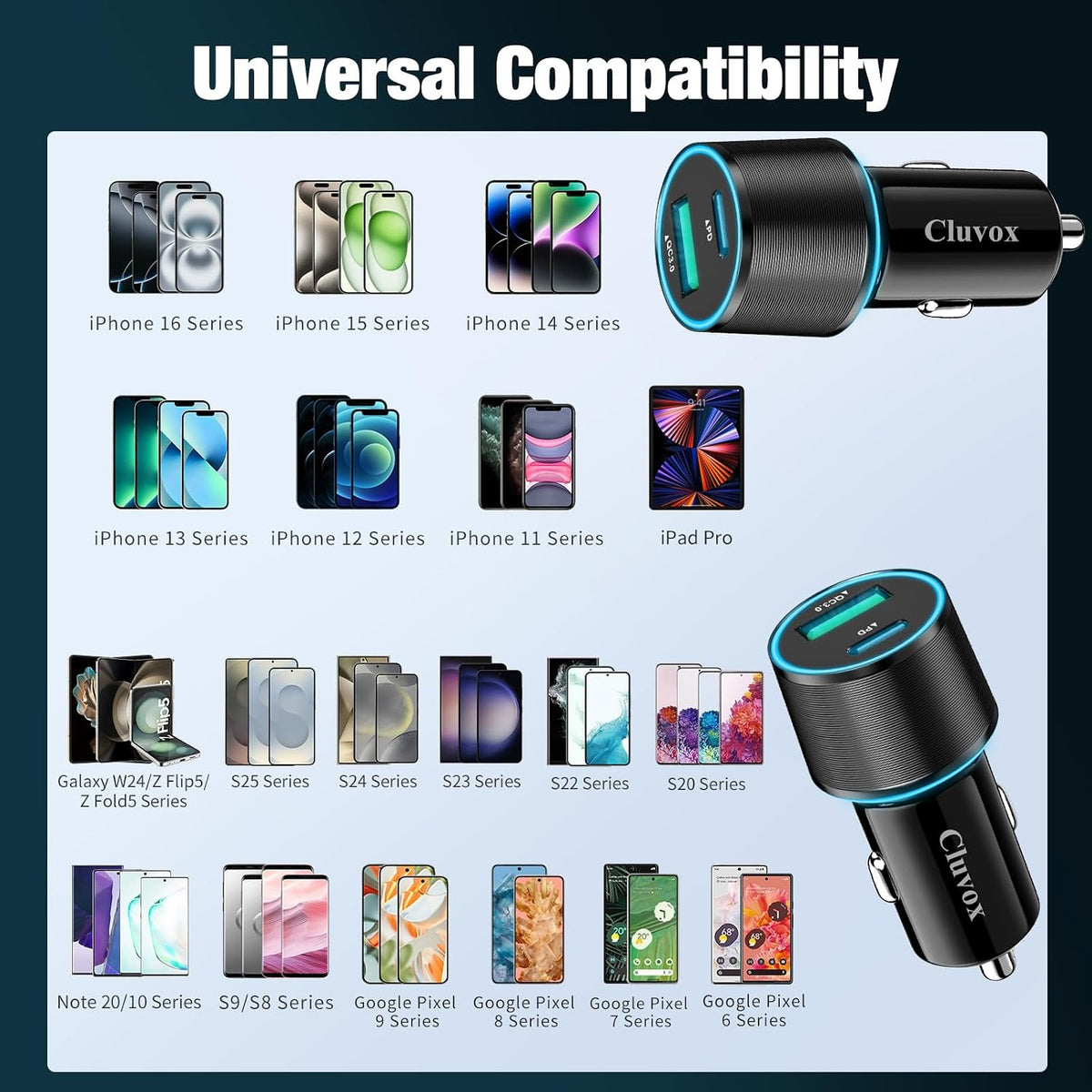 5 Pack 38W USB C Car Charger, Cigarette Lighter Adapter for iPhone/Android
