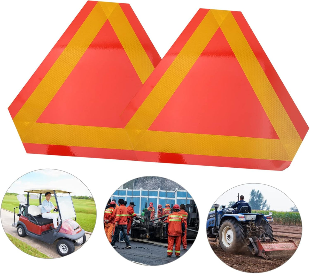 2 pack Triangle Reflectors for Car Slow Moving Vehicle Sign Engineer Grade Reflective Vehicle Warning Sign for Golf Carts Farm Tractors Utility Vehicles 15.74 X 13.77 X 0.35 in