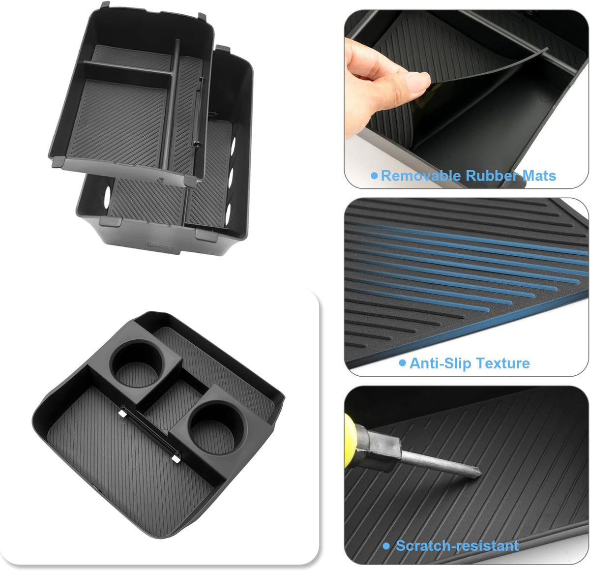 (3Pack) 2026 2027 Palisade Calligraphy Center Console Organizer, for Hyundai Palisade (Only fit Dual-Opening Console Cover), Durable &Anti-slip Console Tray Insert 2026 Palisade Accessories