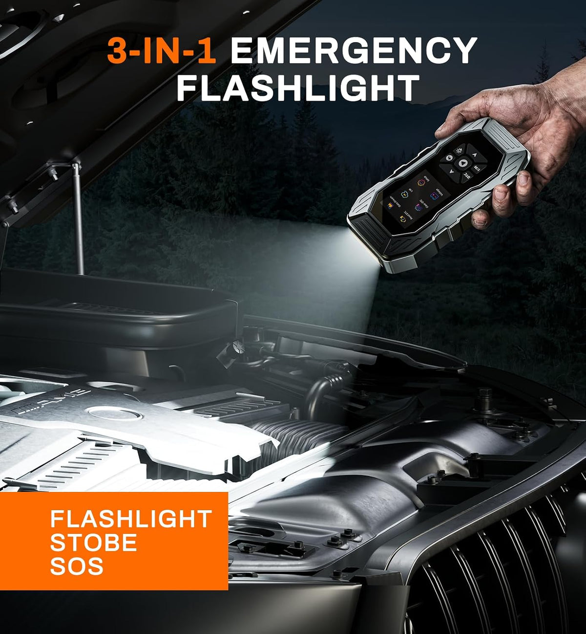 5000A Jump Starter with OBD2 Scanner, 0V Force Start, All Gas & 10L Diesel