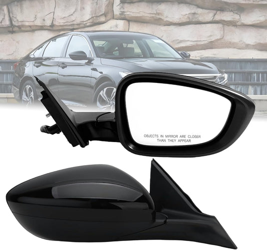 Passenger Side Mirror Compatible With 2018-2022 Honda Accord LX, Sport,With Power Glass,Non-Heated/No-Turn Signal/Manual Folding 3Pins,Black