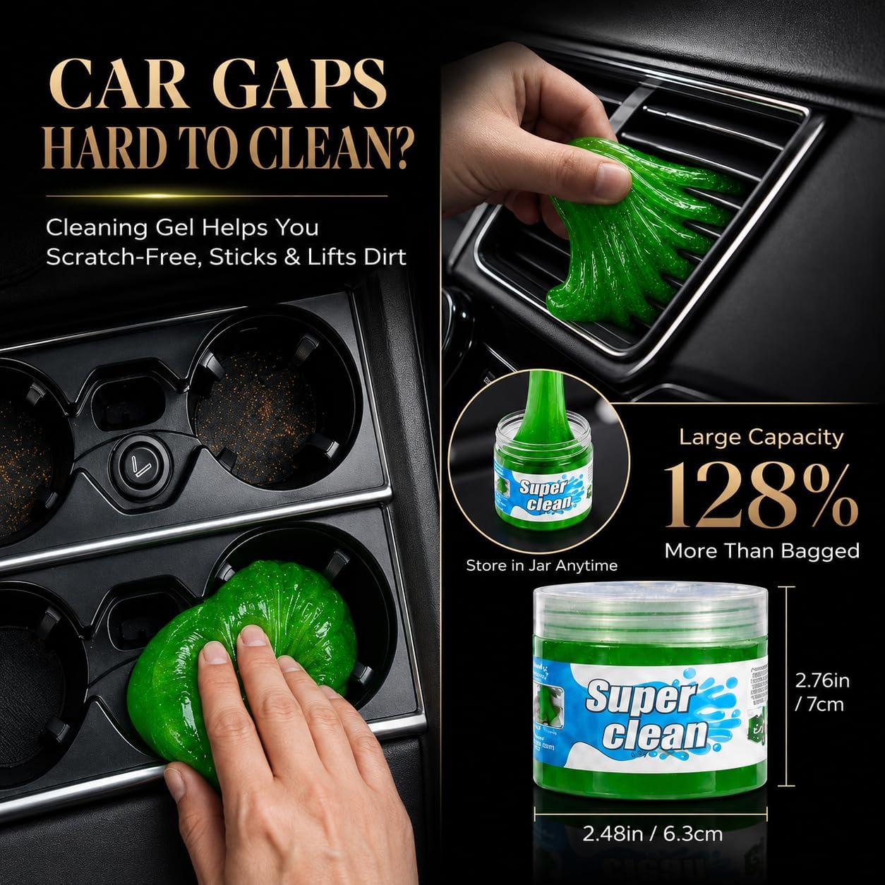 18PCS Car Detailing Kit Upgraded Boar Hair Scratch-Free Interior Cleaner | Dual-use auto&home kit with cleaning gel,2-in-1 vent brush,crevice/glass brushes&storage bag,perfect gift for car enthusiasts