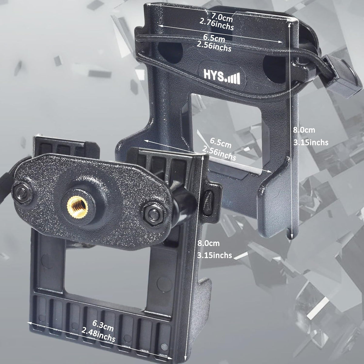 HYS 2 Way Radio Mounting Brackets W/Universal 1/4 Thread for Car & Tripod | Secure, Quick Release Adjustable HT’S Holder for Motorola, Kenwood & ICOM Handheld Radio with Belt Clip Mount Holder