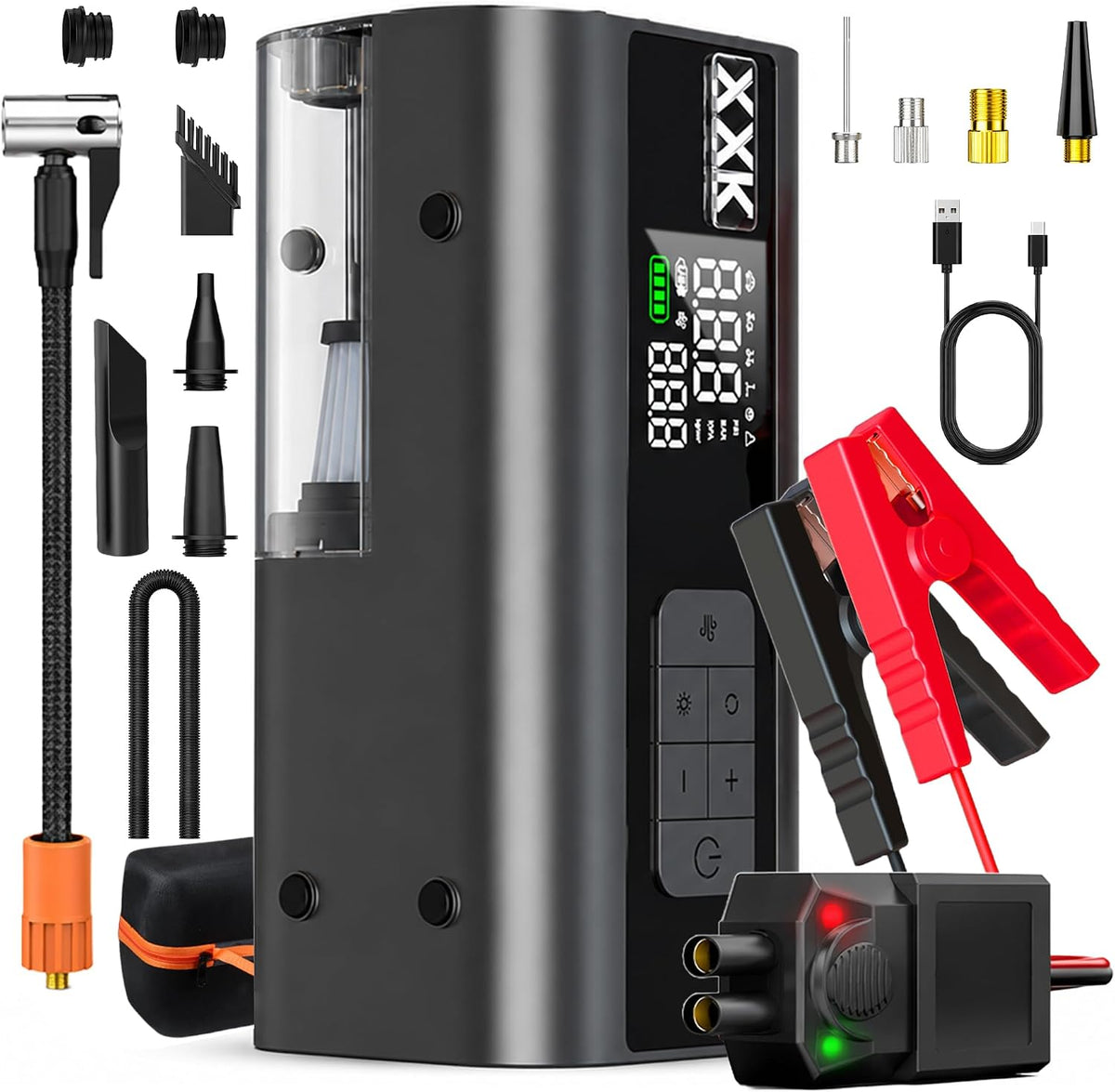 9000A Car Jump Starter with Air Compressor, Vacuum & 26800mAh Battery Pack