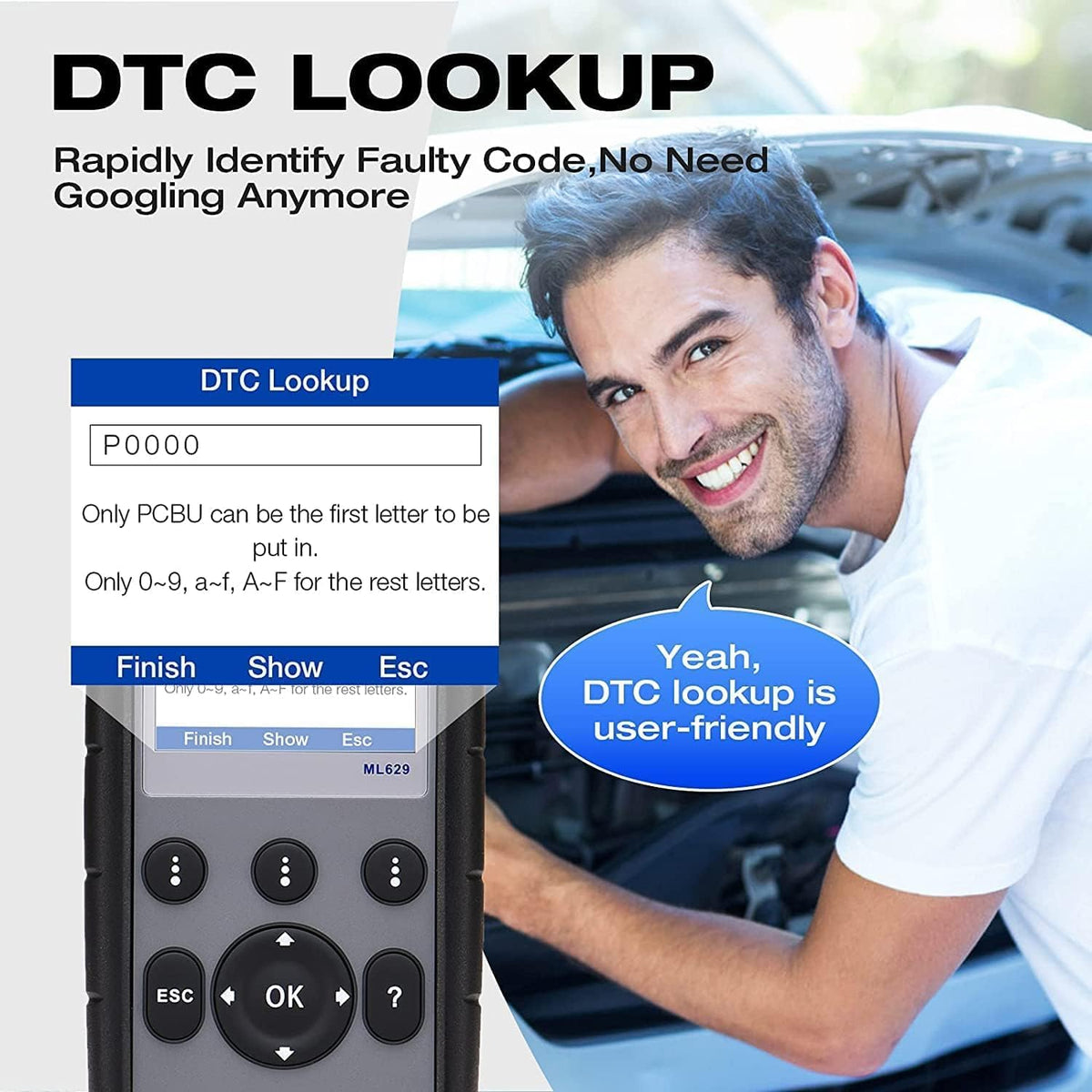 Autel OBD2 Scanner ML629, ABS SRS Engine Transmission OBD2 Diagnostic Scan Tool, Mechanic Full OBDII Code Reader w/DTC Lookup AutoVIN, OBD2 Live Data, Up of ML619/AL619/AL549/AL519/ML519