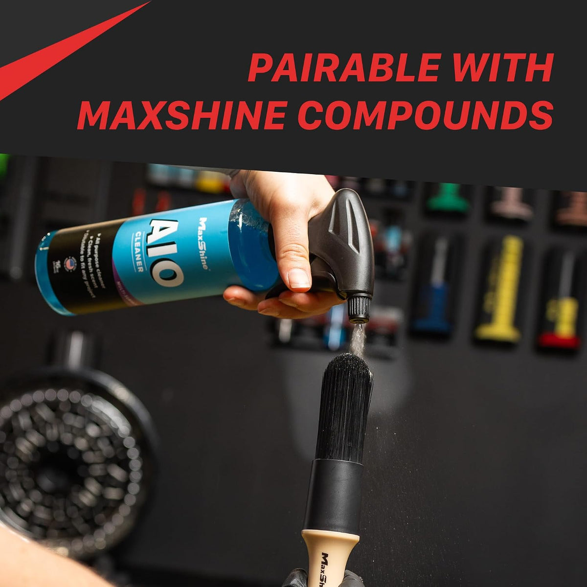 Maxshine Professional Exterior Detailing Brush | Heavy-Duty Stiff Bristle Brush for Wheels, Rims & Tires | Large Off-White Durable Car Detailing Tool for Exterior Cleaning & Auto Care