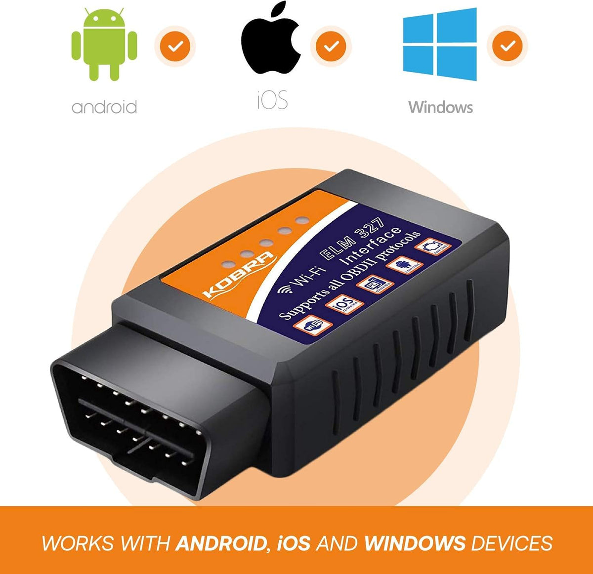 OBD2 Scanner & WiFi Car Code Reader – Clears Check Engine Light – Diagnose 3000 Car Codes - Wireless Car Diagnostic Scanner – Auto Scanner for 1996 to 2016 Vehicles (iOS & Android Devices Only)