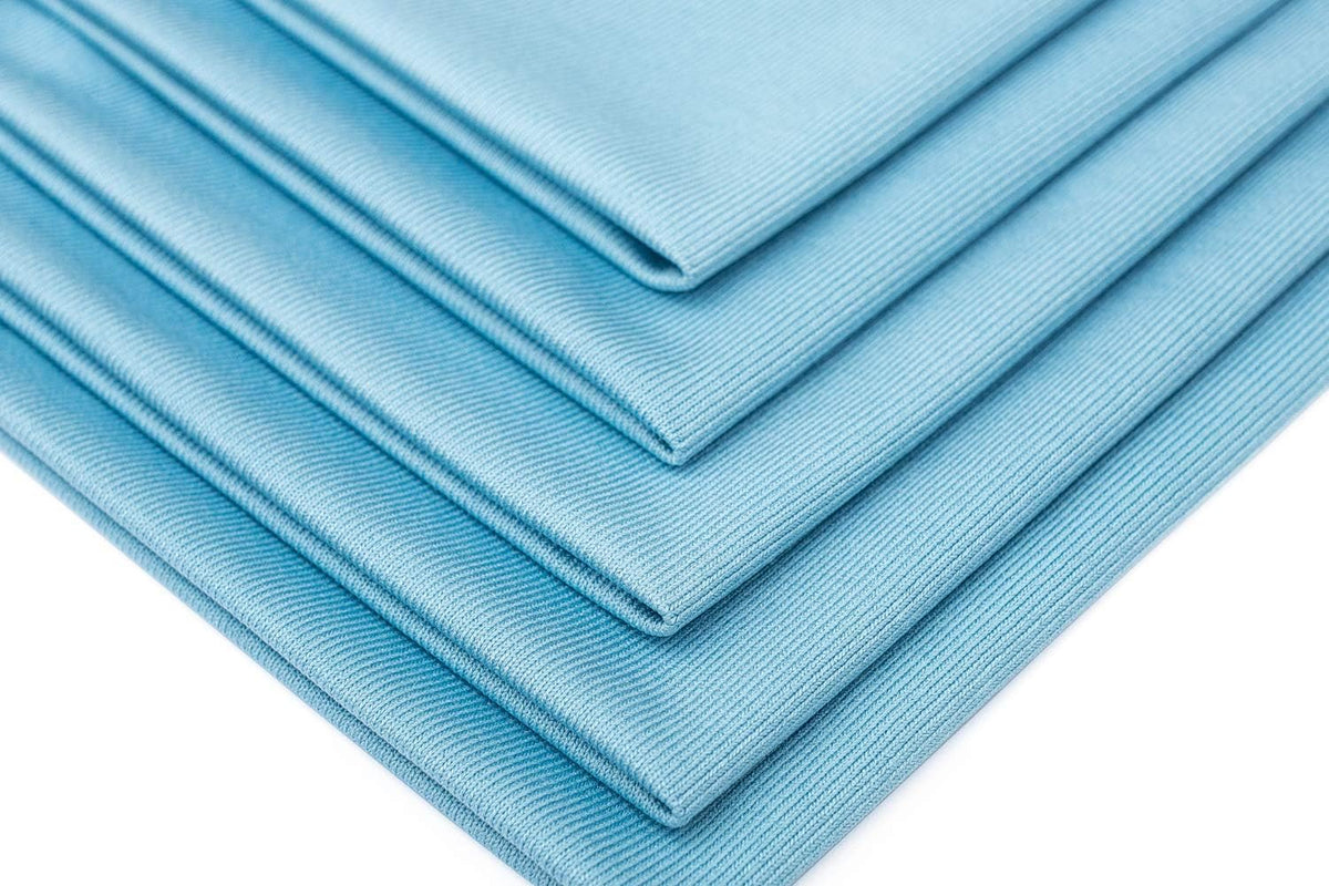 The Rag Company - Premium Window, Glass, Mirror & Chrome Detailing Towels - Professional Korean 70/30 Microfiber Blend, Lint-Free, Streak-Free, 350gsm, 16in. x 16in, Light Blue (5-Pack)