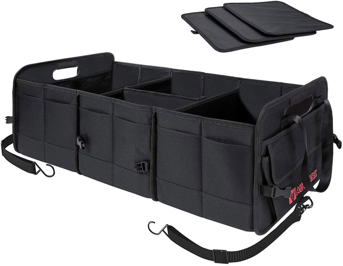 AUTOARK Multipurpose Car Trunk Organizer with Straps,Non-Slip Waterproof Bottom,Durable Collapsible Adjustable Compartments Cargo Storage,Upgraded Handle,AK-076