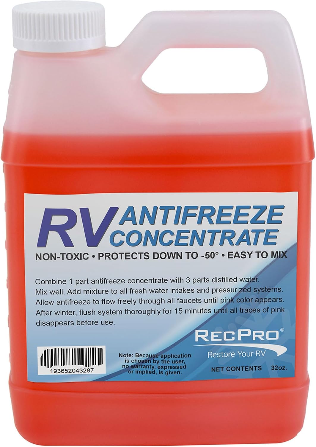 RecPro RV Antifreeze Concentrate | -50°F | 32 oz | 3 Pack