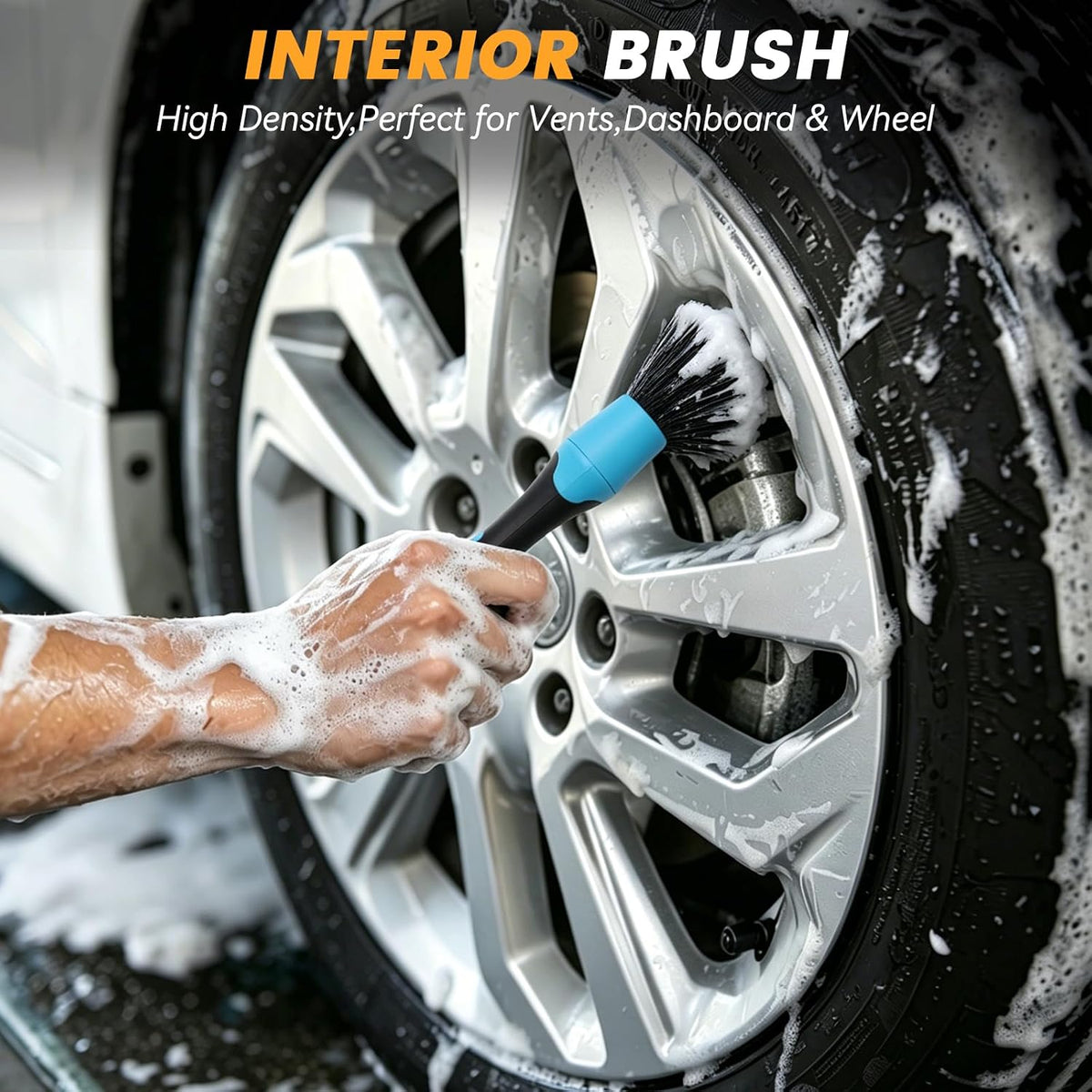 Car Duster Brush, Soft Car Interior Detailing Kit, Easy to Clean Interior Brush, Exterior Cleaning Tool, Auto Detailing Brushes for Dashboard, Air Vents, Seat Crevices, Skylight, Wheels & Tires