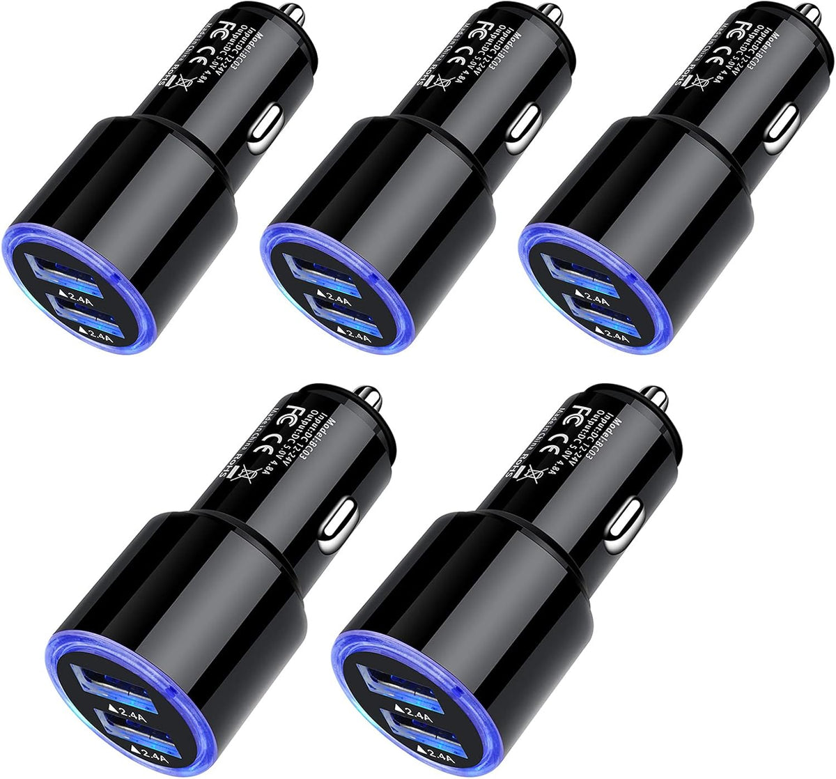 Car Charger Adapter, 5Pack 4.8A Dual Port Fast Charge Car Phone Charger
