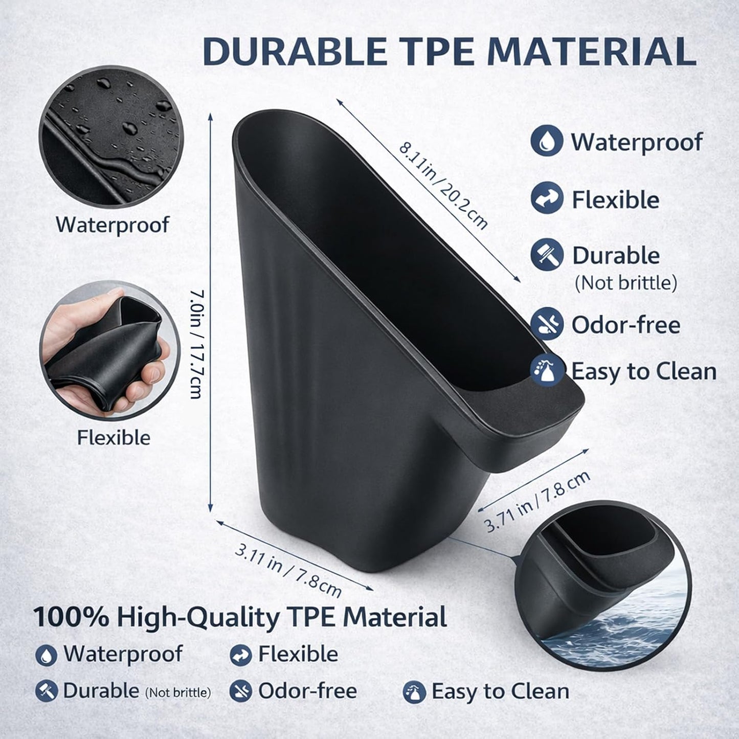 Front Door Trash Bin for Tesla Model Y Juniper 2025+, Side Door Portable Garbage & Storage Organizer, Hands-Free Toss Design, Waterproof Flexible TPE, Easy Clean, Interior Accessories, Black – 2 Pack