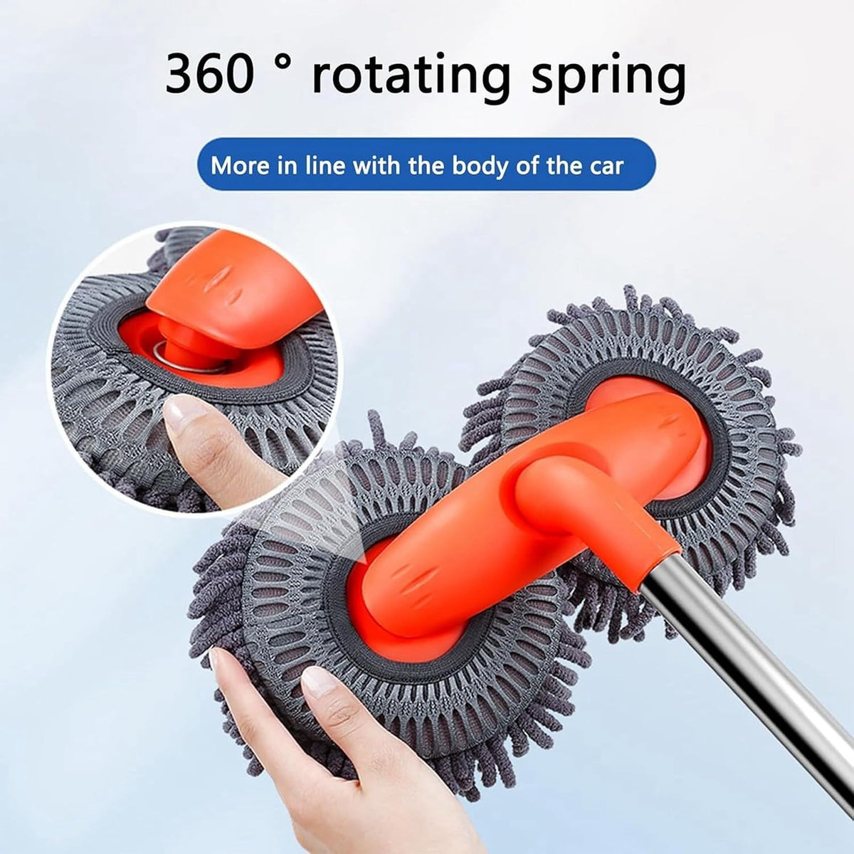 Retractable Car Wash Brush with Long Handle, Rotatable Long Handle Car Cleaning Kit, Brush Duster Scratch Free Cleaning Tool, Car Windshield Window Cleaning Kit, Microfiber Car Duster Dry Towels (1)