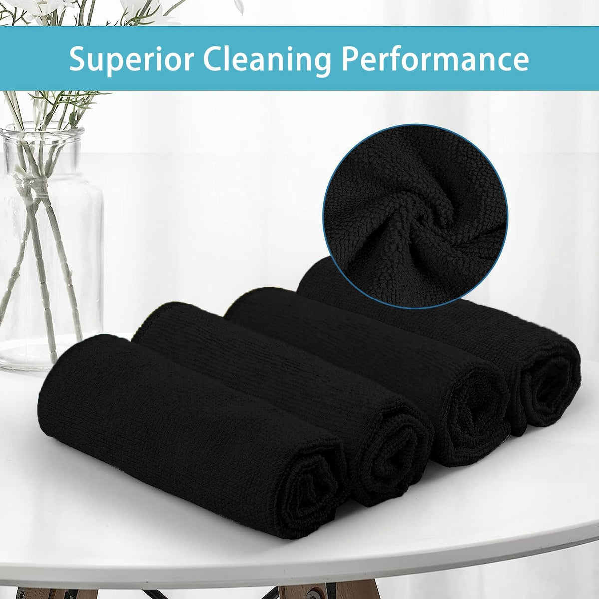 HOMEXCEL 50PK Microfiber Cleaning Cloth, Cleaning Rag for Home, 11.5x11.5in