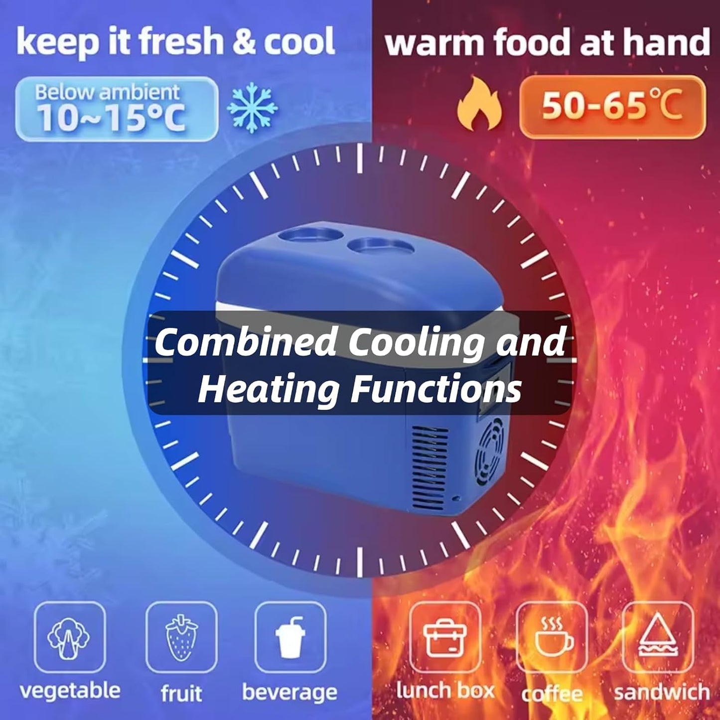 Car Refrigerator 7 Quart (7L) Electric Cooler Warmer 13°F~149°F 12V DC 100 240V AC Portable Mini Freezer Small Fridge for Truck Van RV SUV Travel Coolers & Refrigerators