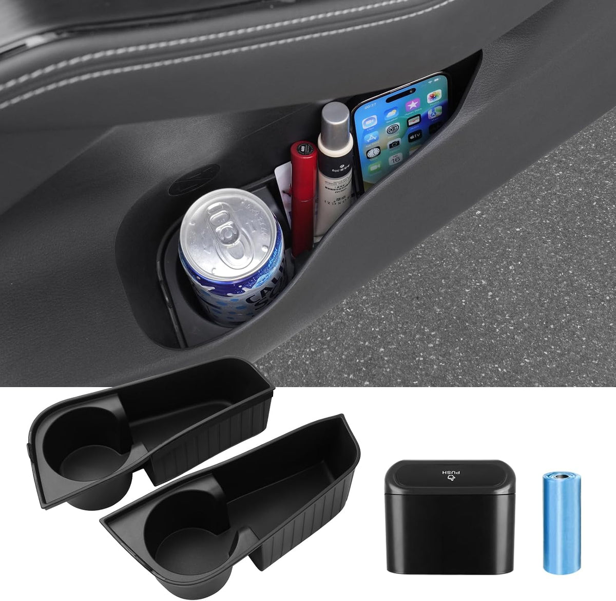 Canvcle Door Handle Storage Box for 2022-2025 2026 Ford Maverick Accessories, Front Rear Door Side Storage Insert Tray Organizer Grab Handle Pocket Container 4PCS