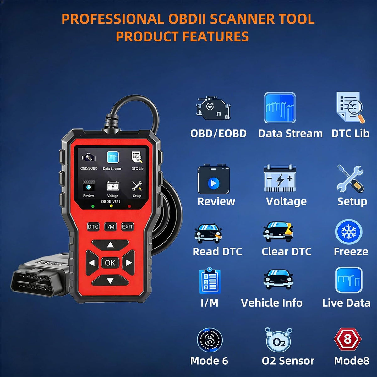 OBD2 Scanner Diagnostic Tool, 2026 Upgraded Car Code Reader (Red)