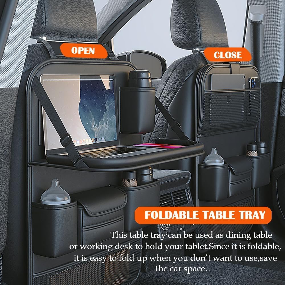 Car Seat Organizers,Multi-functional Back Seat Protectors, Storage Pouches, and Tray Holders (for Cars, Kids, Seat Back and Rear Seats)（Black1 Pcs）