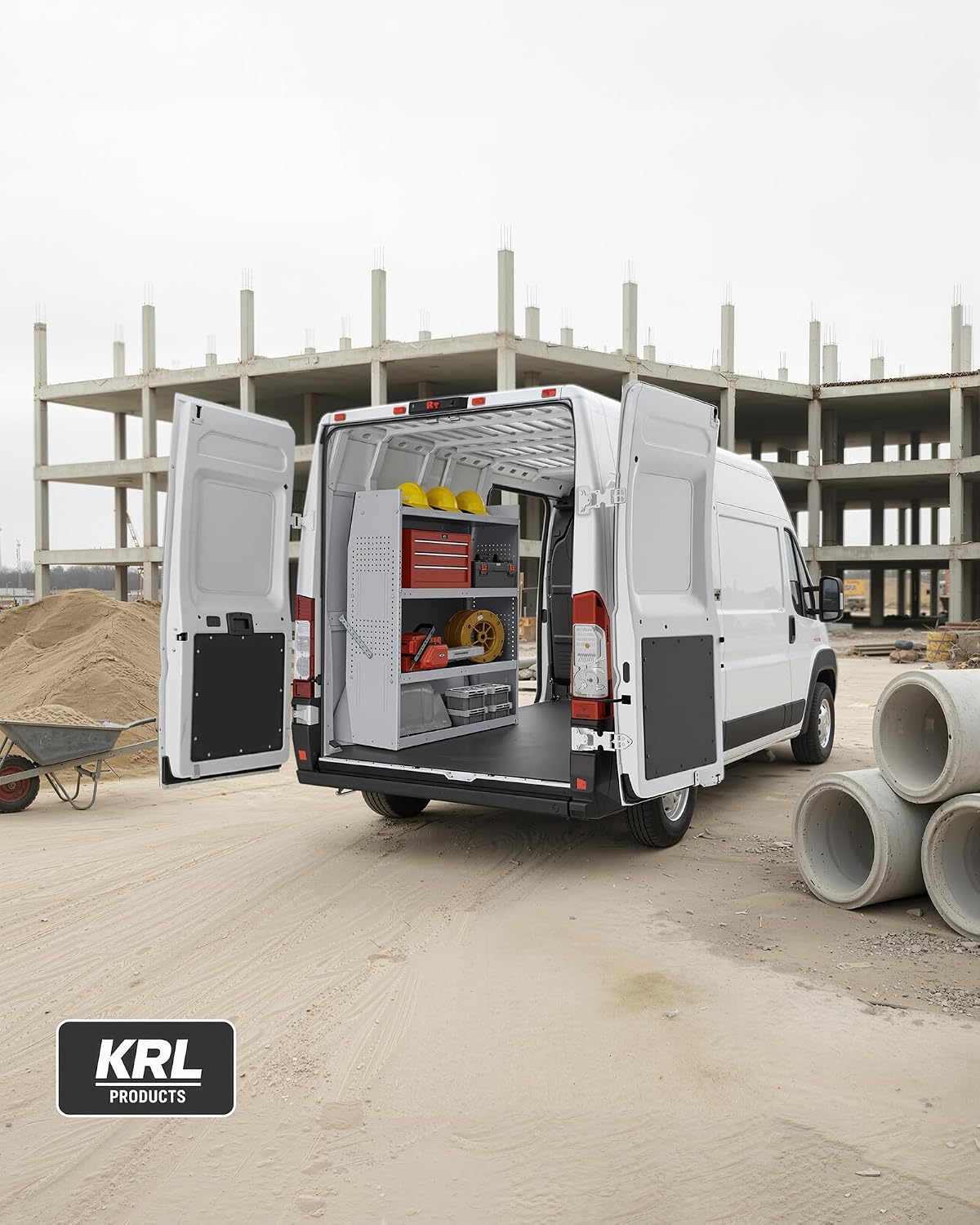 SV-4246 Steel Low/Mid/High Roof Van Shelving Storage System Fits Transit, GM, NV, Promaster, Sprinter and Metris, Contoured Shelving Unit, 42" W * 46" H * 13" D