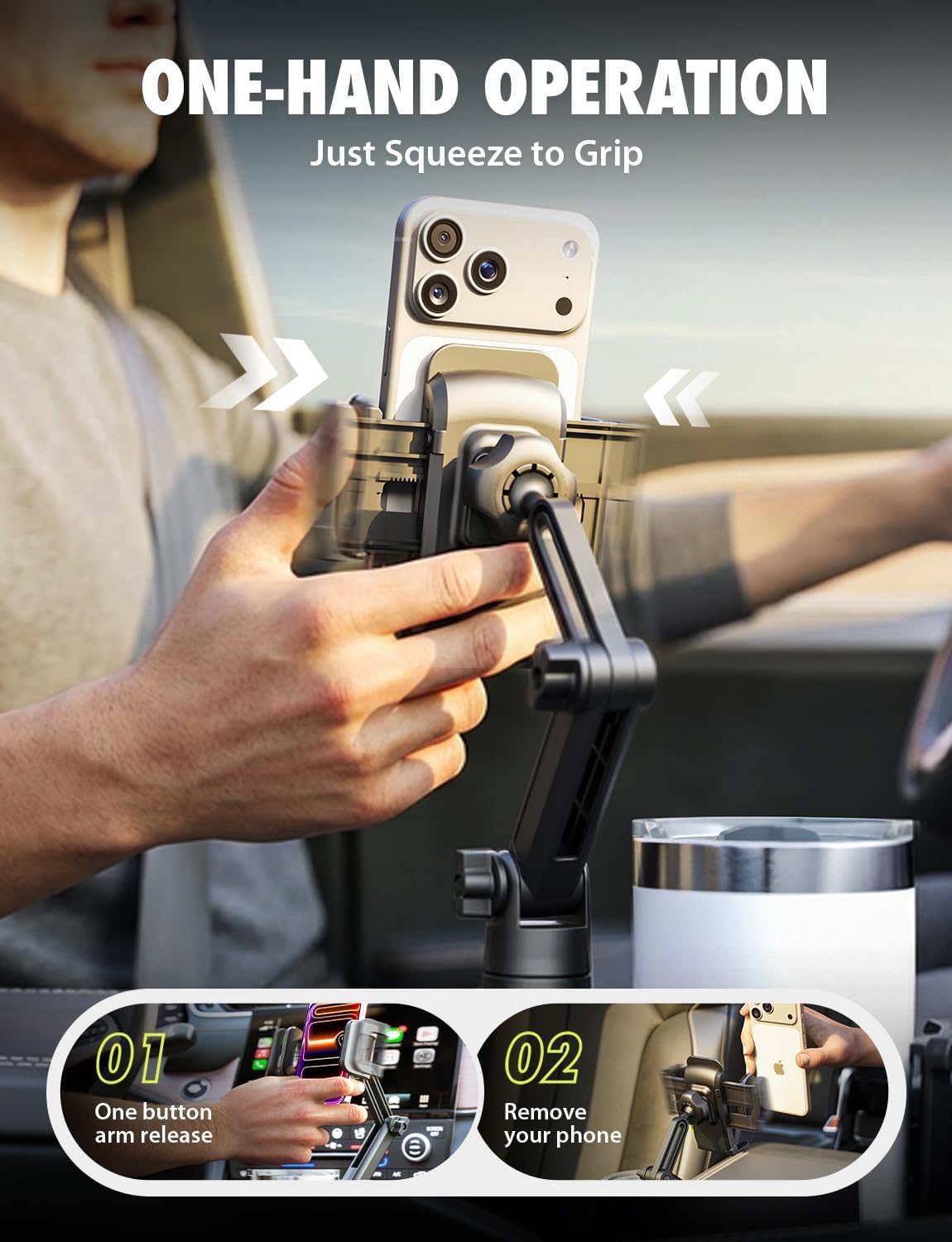Bracketron Cup Holder Phone Mount for Car, TripGrip Truck Phone Holder