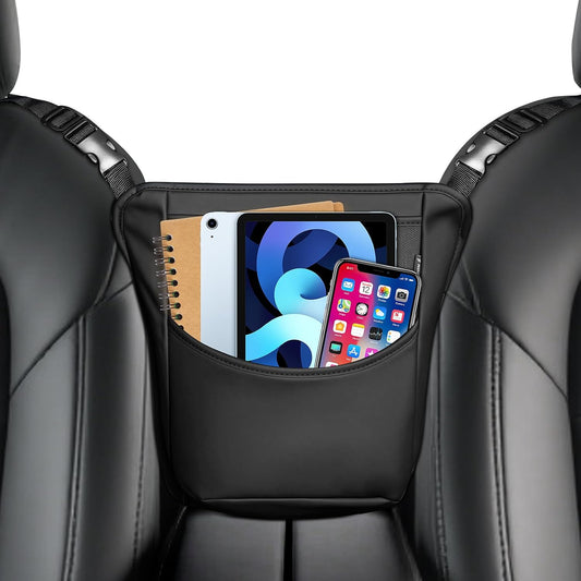 FLORICH Hanging Organizer Storage Between Seats, Premium Leather Headrest Hanging Storage Bag Front Seats, Barrier of Backseat Pet Kids
