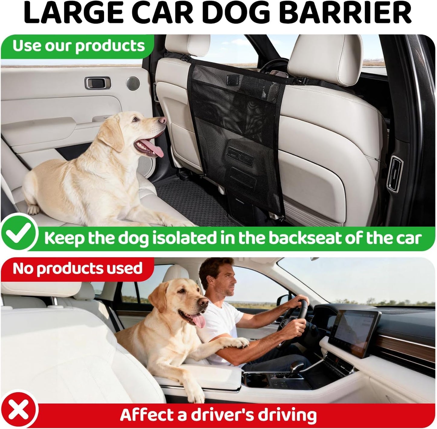 TKYZ Dog Car Barrier,Dog Car Net Barrier with Mesh Organize,Pet Divider Fit Car/SUV/Truck