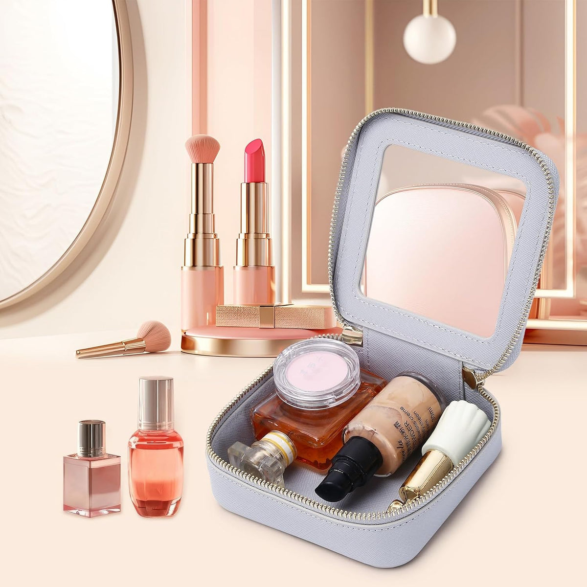 Pinkmik Mini Clear Makeup Bag, Gray, MINI-1