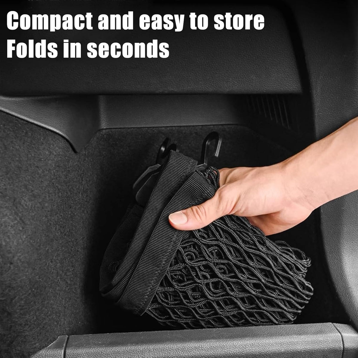 Heavy Duty Envelope Cargo Net, Stretchable Trunk Organizer with Metal Hooks, Adjustable Storage Net for SUV Car Compatible with 2021-2025 Honda CR-V、RAV4、Escape