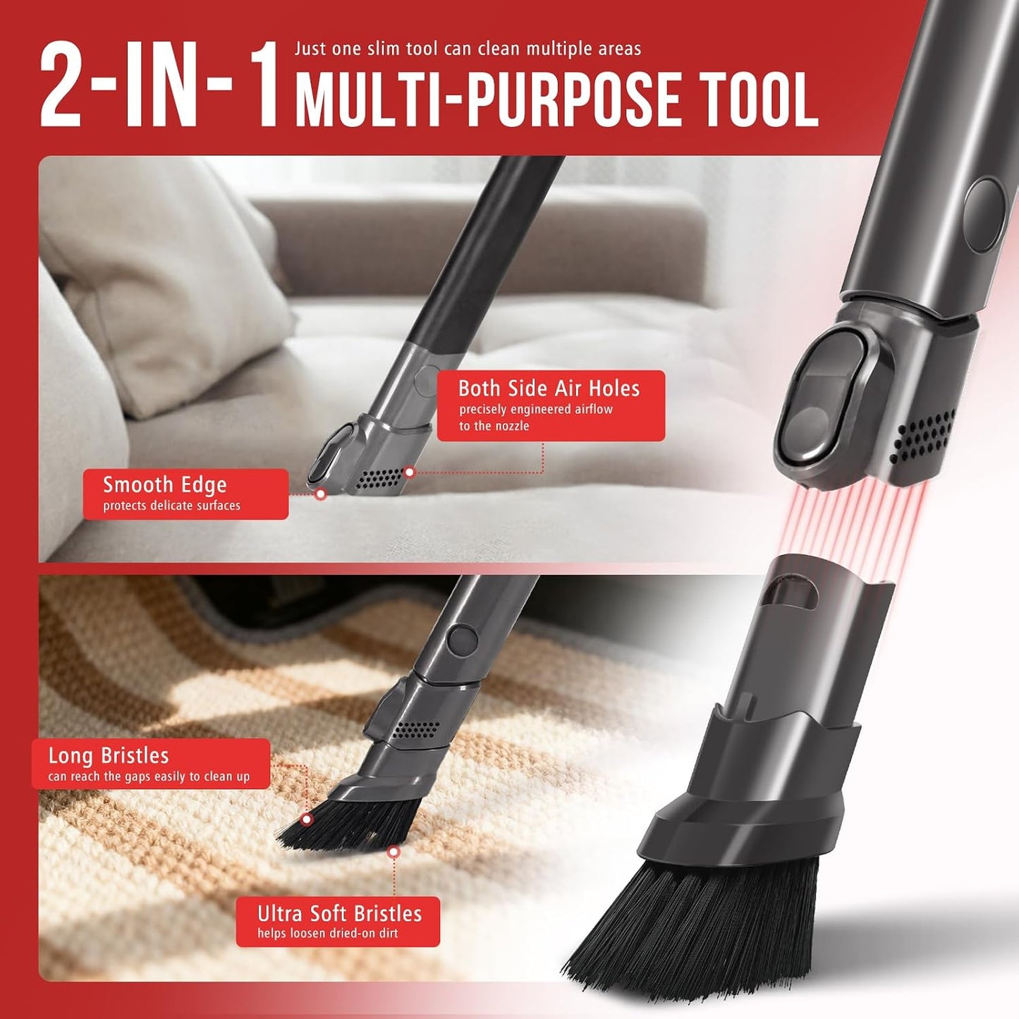 Extendable Flexible Crevice Tool Compatible with Dyson V7 V8 V10 V11 V12 V15 Gen5 Vacuum, Quick Release Slim Nozzle for Hard-to-Reach Gaps, Replacement Part 971433-01, Home & Car Cleaning Attachment