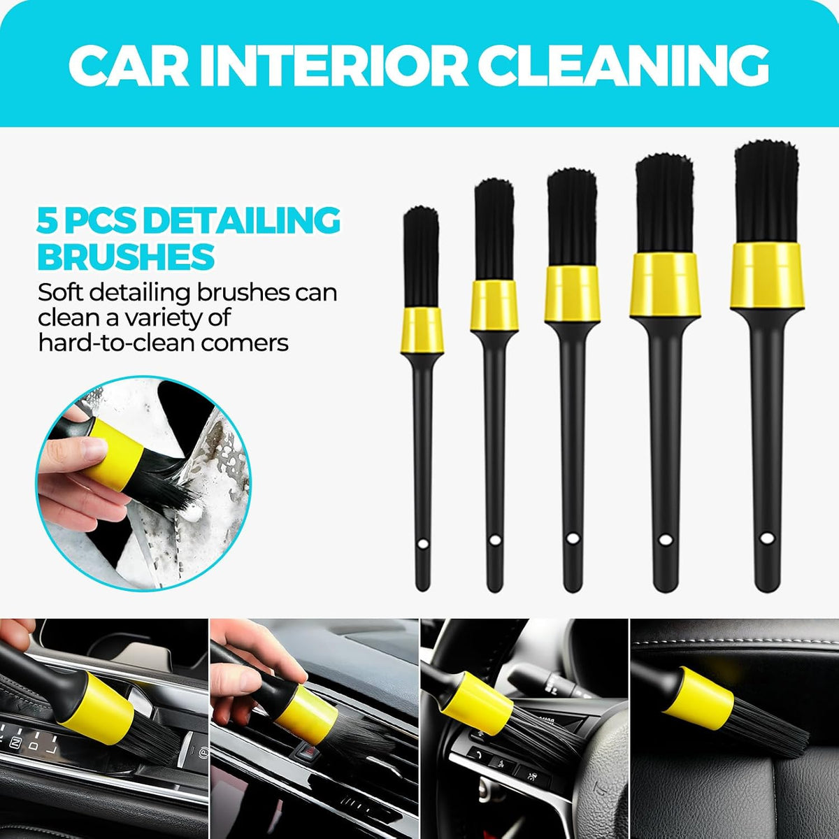ALFLOD 30Pcs Car Detailing Kit for Interior, Exterior and Wheel Cleaning