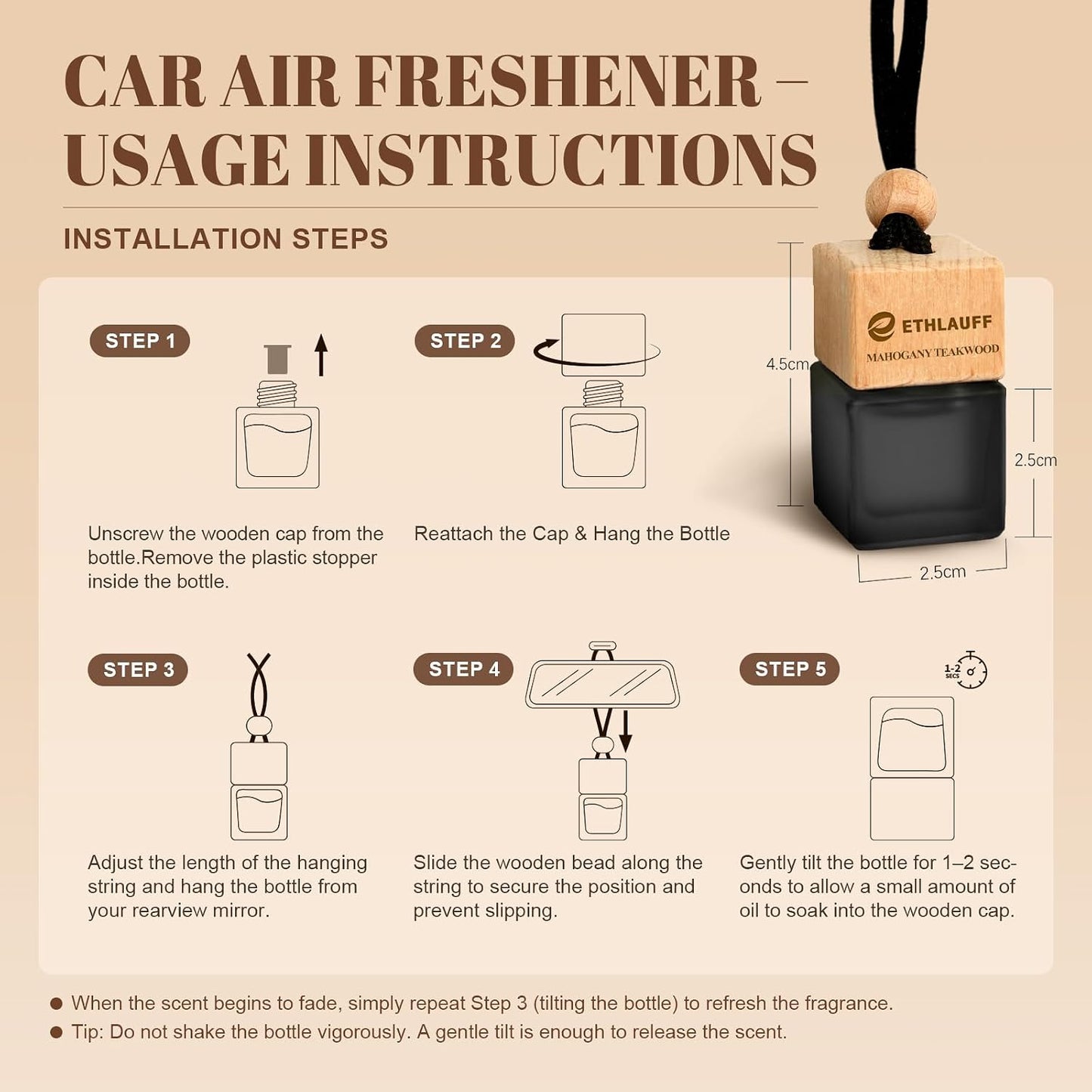 Car Air Freshener 3 Pcs, Cedarwood & Cypress, Sandalwood & Oud, Teakwood Mahogany