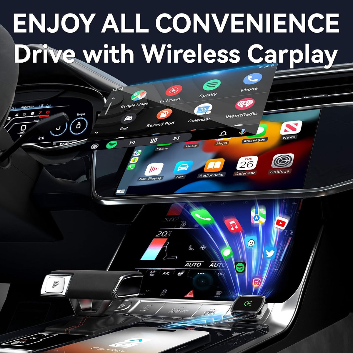 Wireless CarPlay Adapter 2026 Upgrade Mini Design Bluetooth