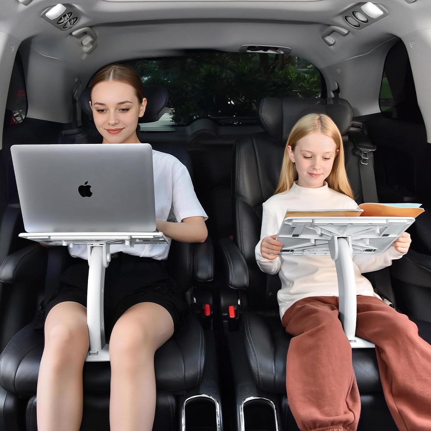 Car Seat Tray Table, Adjustable Travel Tray for Kids/Adults, Car Lap Desk for Laptop Computer Tablet Book, Front Passenger/Rear/Driver Seat Food Eating, Essentials Accessories for Long Trips