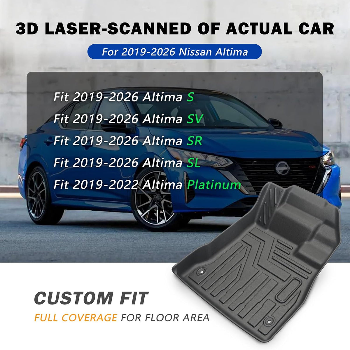 KUST Custom Fit Floor Mats for 2019-2025 2026 Nissan Altima Accessories All Weather Floor Mat Carpet Liners Front Rear 2 Row Seat Black Liner TPE