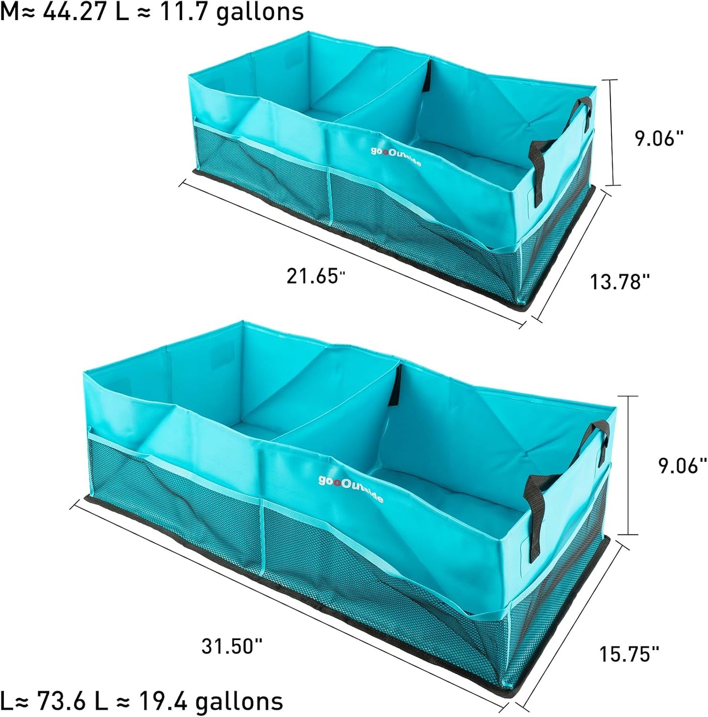 HiMagics Collapsible Waterproof Car Trunk Organizer, Soft PVC Storage Bin with Rugged PVC-Coated Fabric for SUV & Truck (Aqua Blue, PLUS)