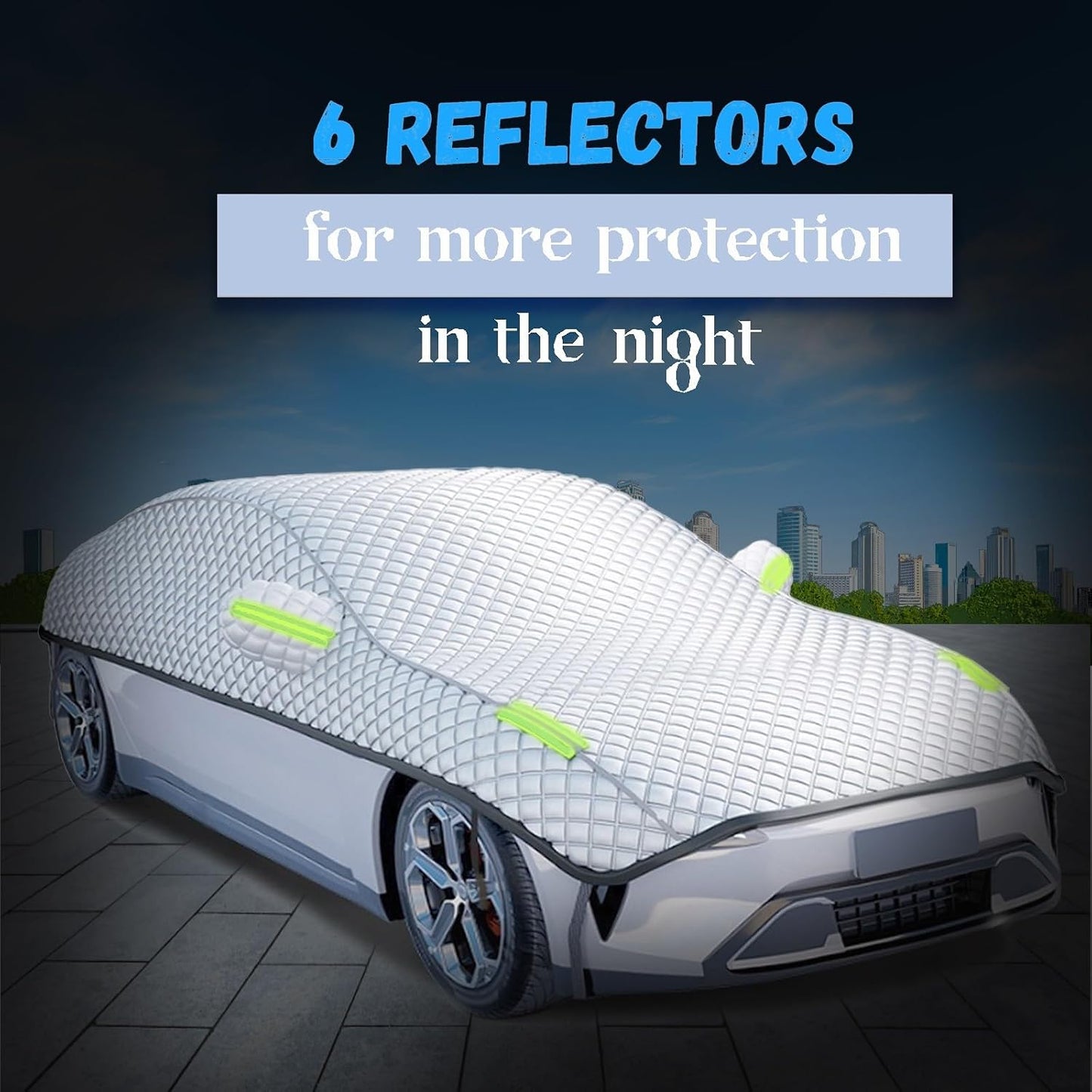 Hail Protector Car Cover Custom Fit for SUV Jeep-Length (181 to 205In),5-Layer Padded Anti-Hail Half Car Covers,Outdoor Waterproof Scratchproof Sun-Resistant(Sliver) fg96t