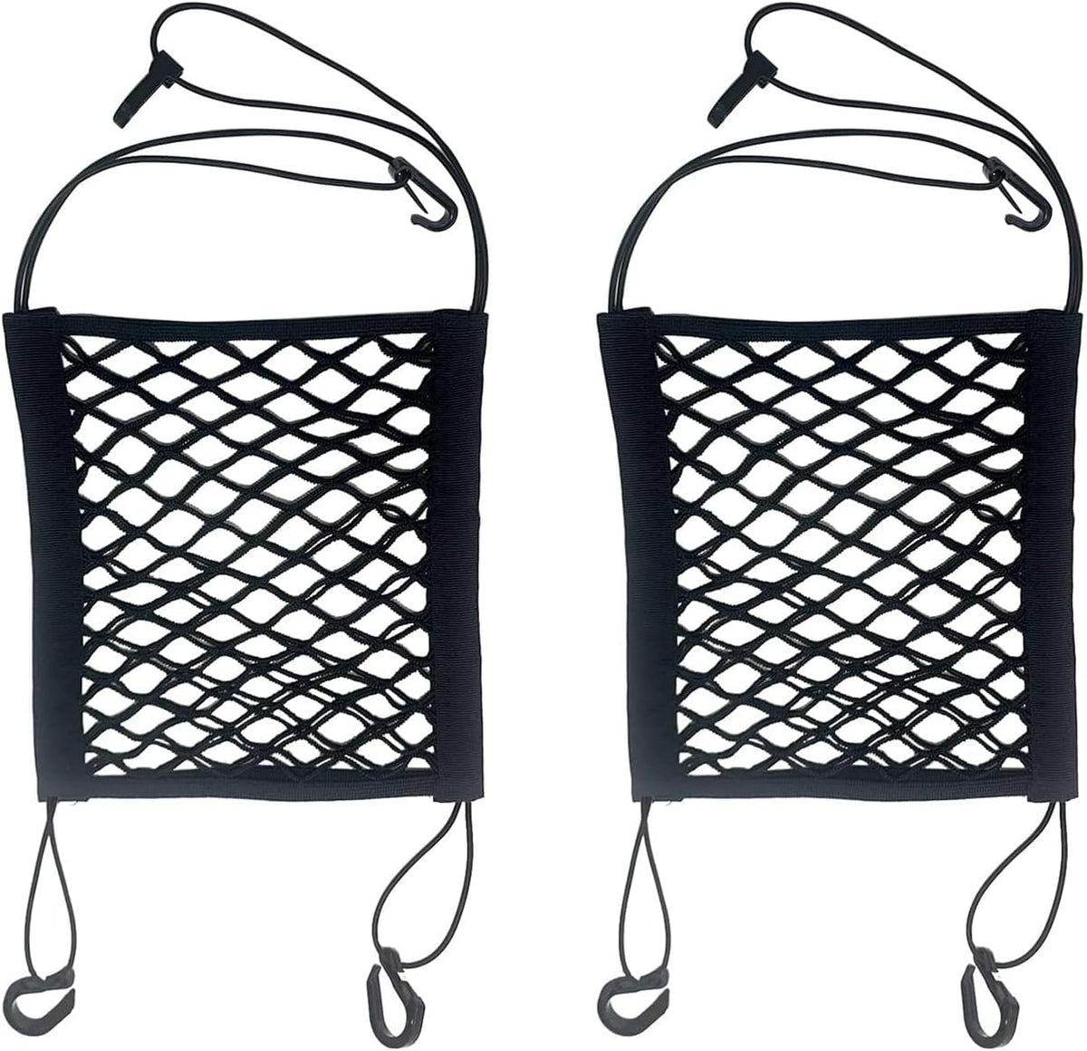 ZMD 2PCS Small Cargo Net Boat Storage Mesh Netting 21.6 x 9.8 Inches, Stretchable Pocket for Car Truck SUV Rv Boat, with Screws, Hooks, Elastic Automotive Storage Pouch, Stretchable Organizer Net