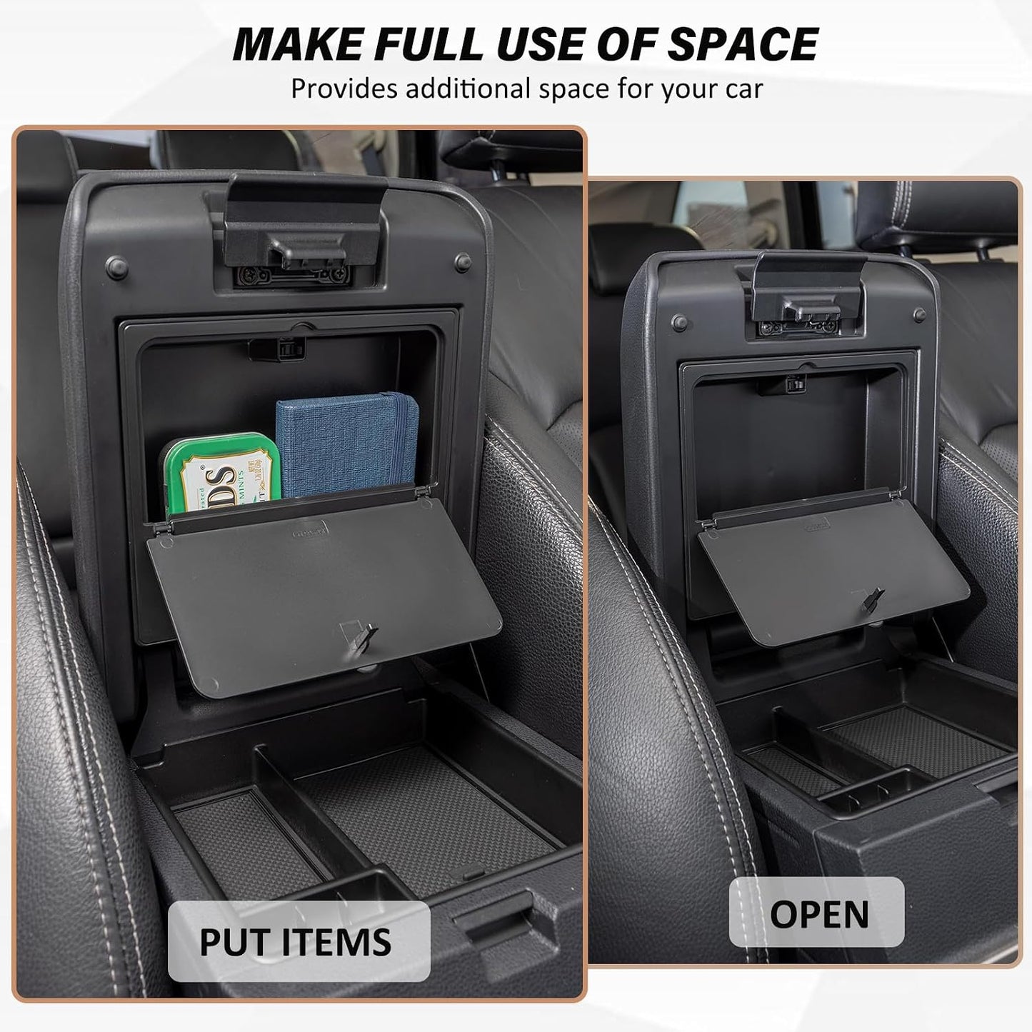 JKCOVER Center Console Hidden Organizer Compatible with Toyota 4Runner 2025 2026 Box Accessories Armrest Secret Compartment One-Touch Hidden Storage Box