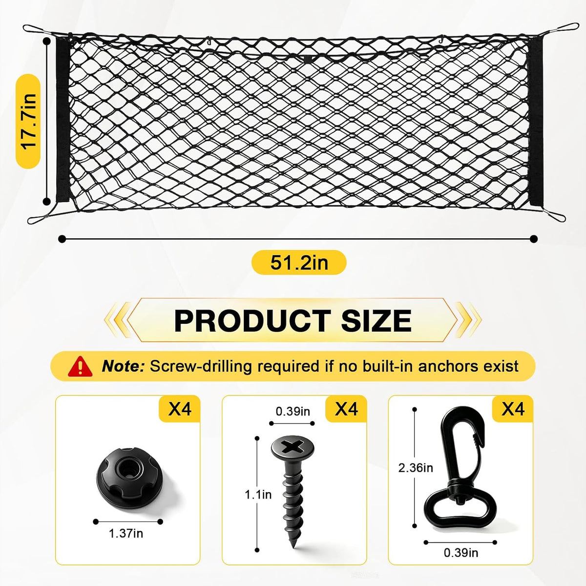 BFXM Cargo Net, 51.2"x17.7" Dual-Layer Nylon Cargo Net for SUV
