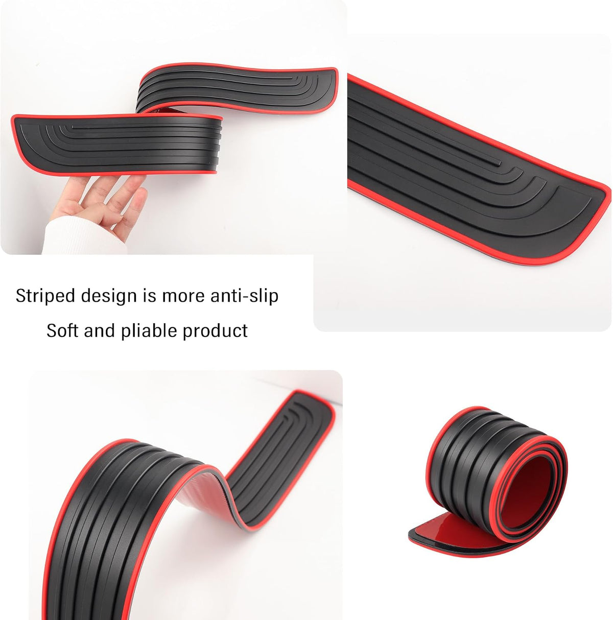 4PCS Car Door Sill Protector,Anti-Scratch & Waterproof Car Door Sills Scratch Protection,Universal Car Exterior Accessories Automotive Door Entry Guard for Car,Truck,SUV (Black Red, Width 1.57")